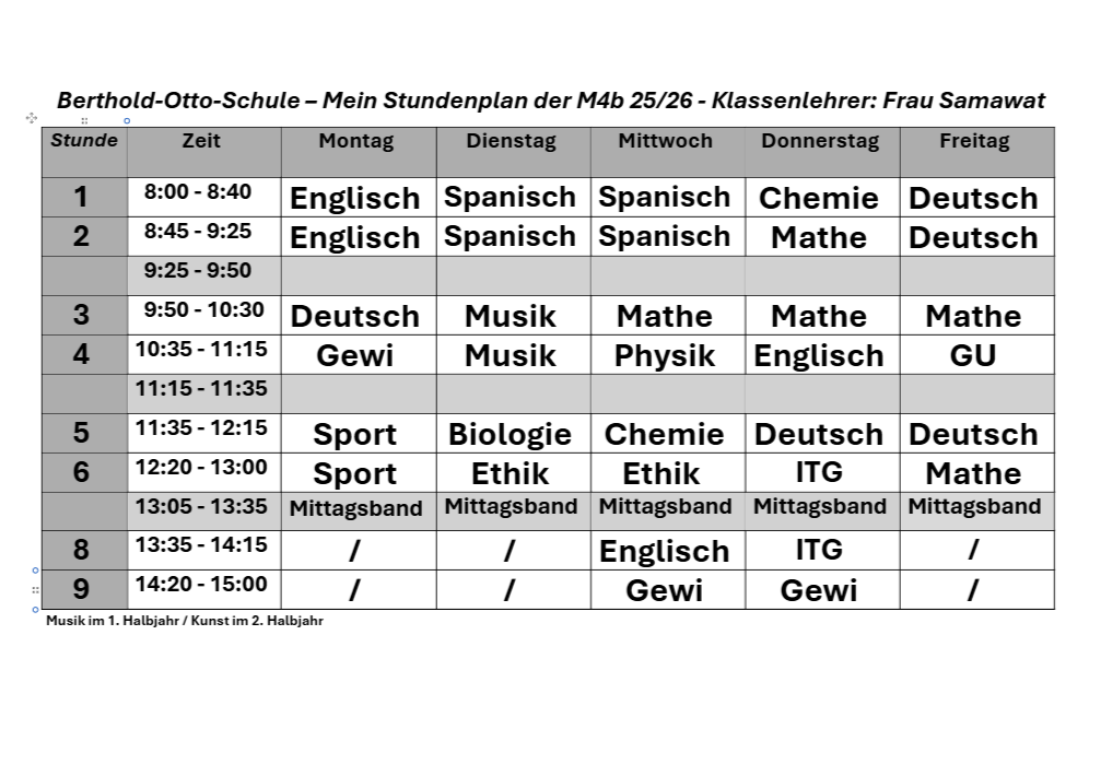 Stundenplan Spanisch